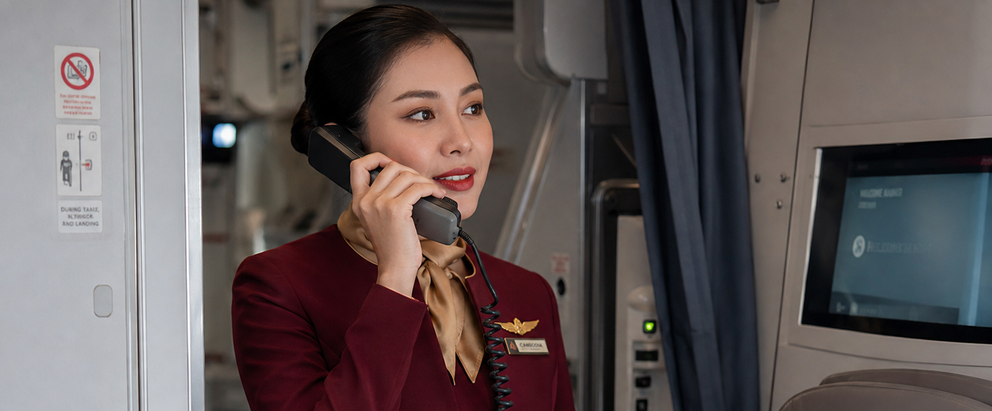 Cabin crew in-flight announcement training